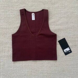 90 Degrees by Reflex Seamless V-Neck Crop Ribbed Tank Top